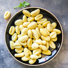 gnocchi raw dough, potatoe cuisine fresh meal food snack on the table copy space food background rustic