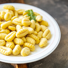gnocchi raw dough, potatoe cuisine fresh meal food snack on the table copy space food background rustic