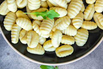 gnocchi raw dough, potatoe cuisine fresh meal food snack on the table copy space food background rustic