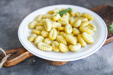 gnocchi raw dough, potatoe cuisine fresh meal food snack on the table copy space food background rustic