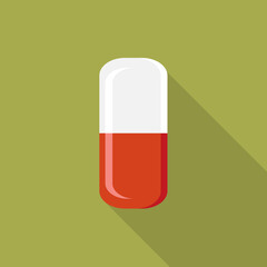 Medicinal tablet, capsule, in flat cartoon style vector illustration.