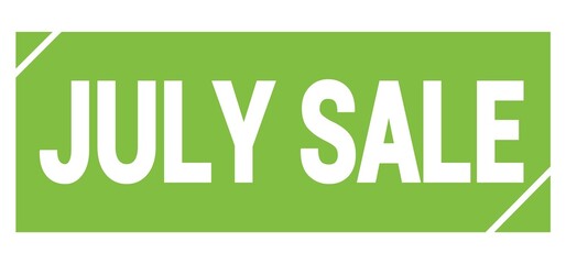 JULY SALE text written on green stamp sign.