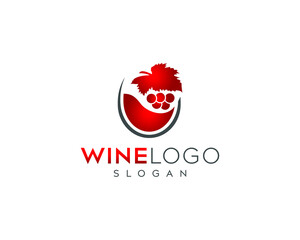 Wine logo design, wine glass, grapes logo wine, or vine vector logo