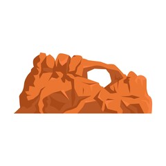 Landscape and nature. Mountains and rock flat icon. Cartoon snowy mountain, peak, hill top vector illustration