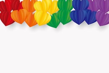 LGBT 6色レインボーカラーのハート型クラフト背景