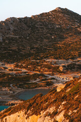 Knidos ancient city aerial view mountain landscape in Turkey  Aegean sea travel destinations beautiful nature popular landmarks