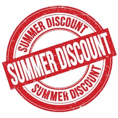 SUMMER DISCOUNT text written on red round stamp sign