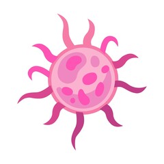 Pathogen microorganism, virus, germ, cancer cells, coronavirus in round border. Can be used for epidemic, healthcare, illness