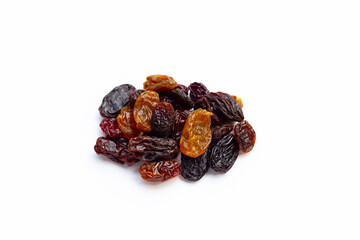 Dried grape on white background.