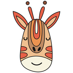 Retro stylized giraffe face icon. Vector illustration.