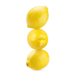Three delicious lemon fruits, isolated on white background