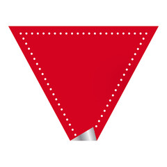Curl Triangle Shape Label In Red Color.