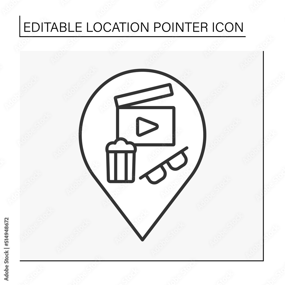 Aufkleber pointer line icon. cinema symbol navigation. public place navigation. location pointer concept. isol