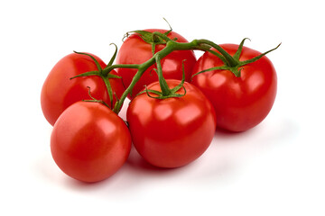 Red tomatoes isolated on white background.