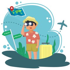 vector people on vacation. flat cartoon characters isolated on white background. Vector illustration.