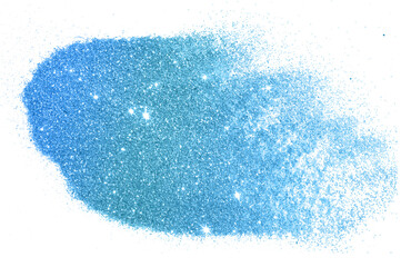 Blue glitter sparkle on white background with place for your text