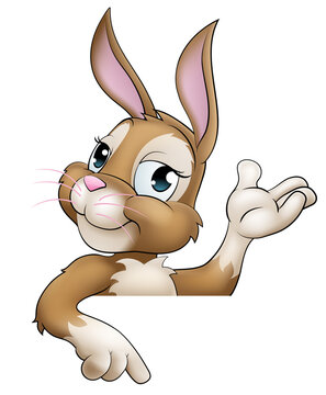recommend clip art: Easter Bunny Rabbit Cartoon Character Peeking Sign