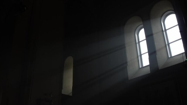 Light rays coming from the old church window.