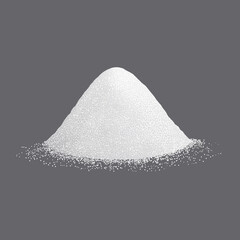 Sugar or salt poured in a heap on a gray background.