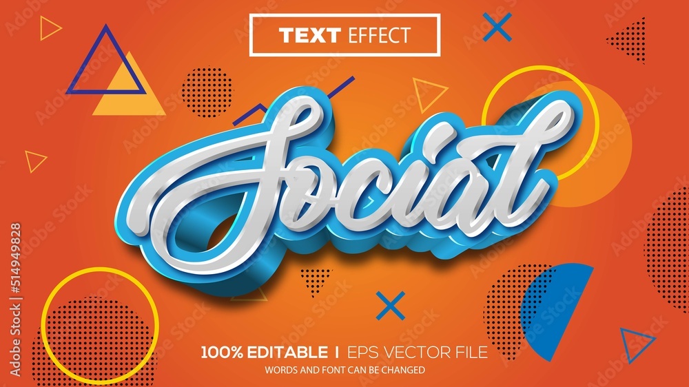 Poster 3d social text effect - editable text effect