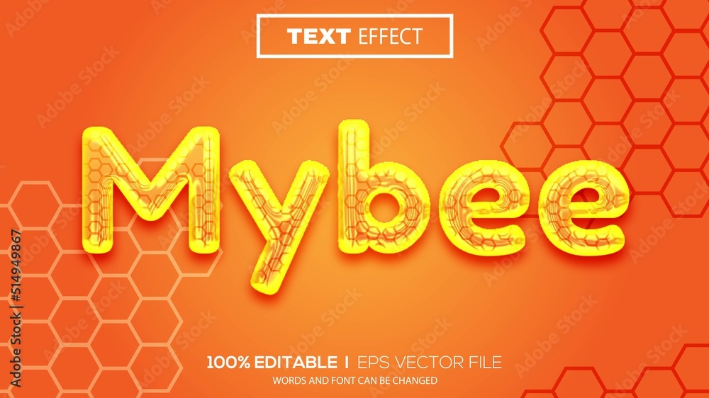 Poster 3d bee text effect - editable text effect