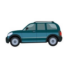 Obraz na płótnie Canvas Colorful modern car flat icon. Side view of SUV, hatchback, pickup and sedan isolated vector illustration. Automobiles and vehicles