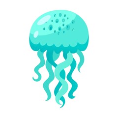 Colorful jellyfish vector illustration. Cute cartoon sea jellies watercolor collection isolated on white. Marine animals concept © Bro Vector