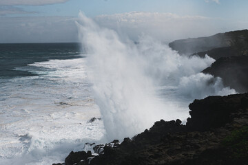 Austral ocean swell - waves crashing on the rocks