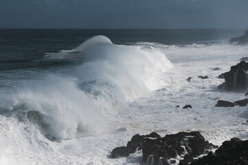 Austral ocean swell - waves crashing on the rocks