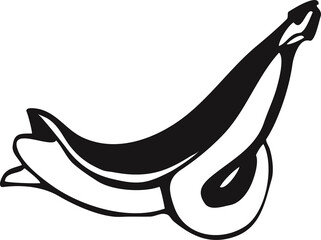 Banana fruit silhouette isolated on white background vector illustration.