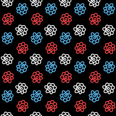 Contrast flower on a dark background seamless pattern for packaging and textile design