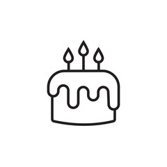 birthday cake icon button, vector, sign, symbol, logo, illustration, editable stroke, flat design style isolated on white
