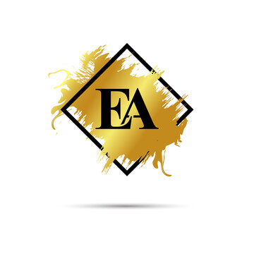Gold EA logo symbol vector art design