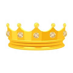 Crown vector illustration. Accessory for royals, king, queen, prince or princess isolated on white background. Fantasy, monarchy, jewelry