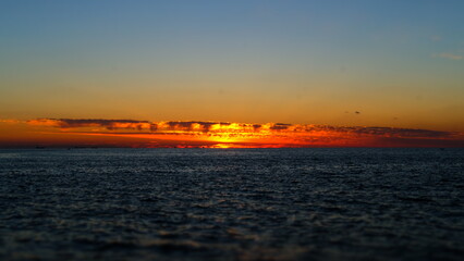 Summer sunset on the Baltic bay, Mangalsala, lighthouse