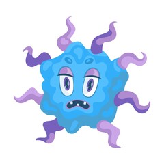 Bacteria and germ flat icon. Cartoon characters of viruses, microbes, microorganisms vector illustration