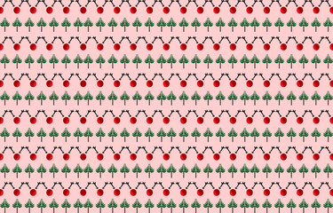 
Seamless pattern design in cute deer style. and Christmas tree on a light orange background