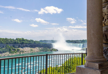 The promenade structure with columns of the Niagara Falls in Canada
