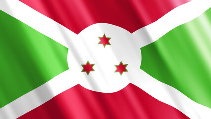 national flag of Burundi in smooth fabric textured.