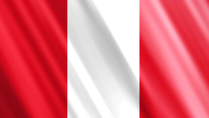 national flag of peru in smooth fabric textured.