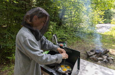 preparing meal when camping