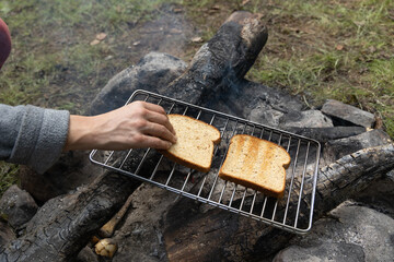 preparing meal when camping