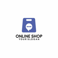 Illustration online shop logo template design with paper bag