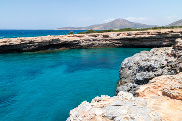Seascape and beach at Aliko in Naxos island. Cyclades Greece.