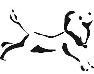 French running poodle black and white vector silhouette
