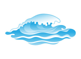 Blue water wave isolated on white background.