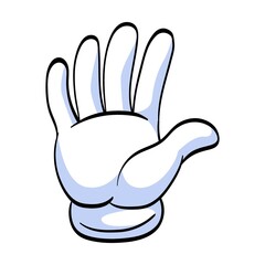 Human character hand pointing with finger, waving, showing, thumbing up vector illustration. Cartoon hand in white gloves flat icon