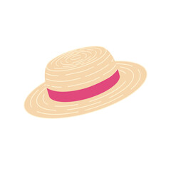 Fototapeta na wymiar Straw Hat with Red Ribbon