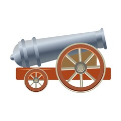 Cannon in cartoon style. Vector illustration of old weapons. Illustration of war equipment for pirate ships of fortresses