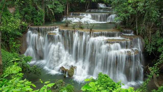 Time lapse of waterfall in the jungle